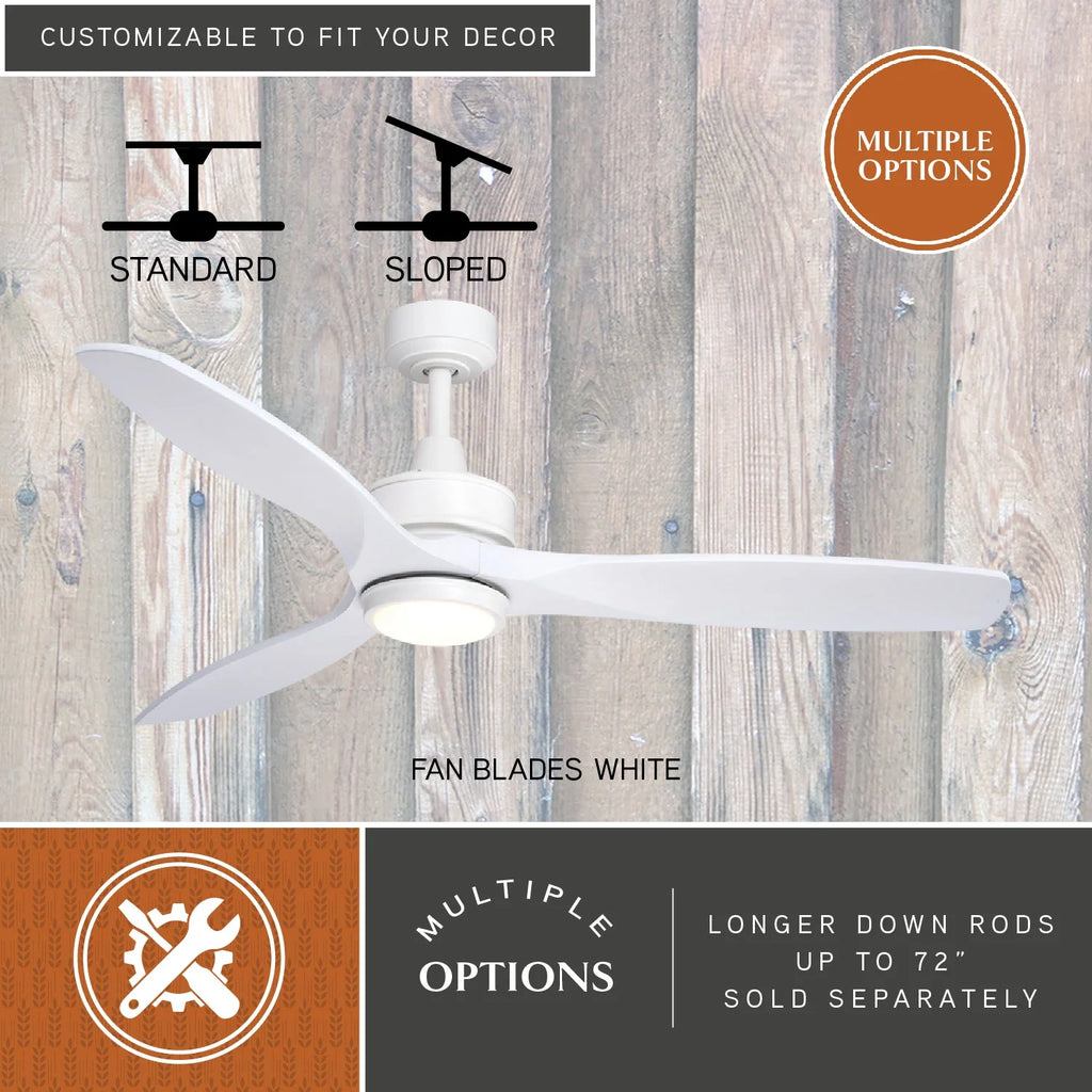 Vaxcel Curtiss Satin Brass Mid-Century Modern MCM Wood Propeller Ceiling Fan with LED Light Kit and Remote