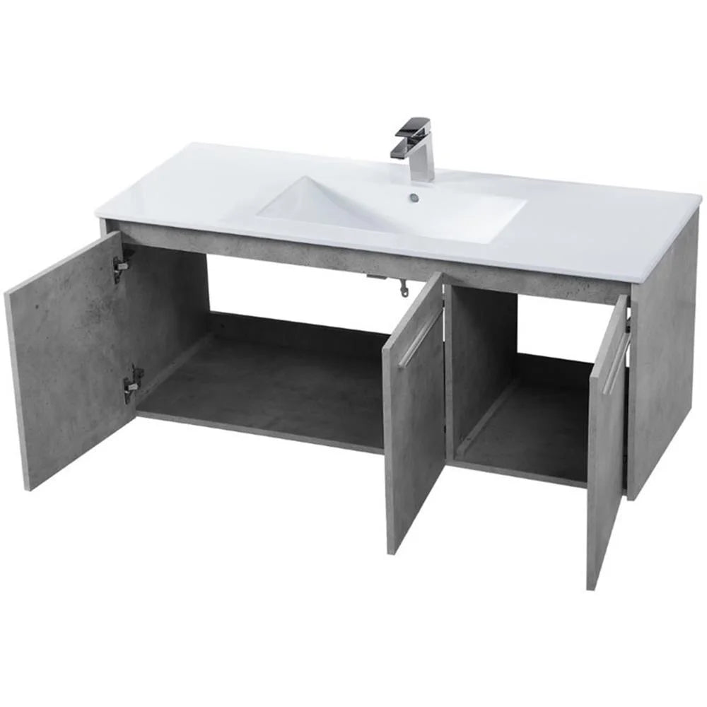 Elegant Kitchen and Bath 48 Inch  Single Bathroom Floating Vanity In Concrete Grey