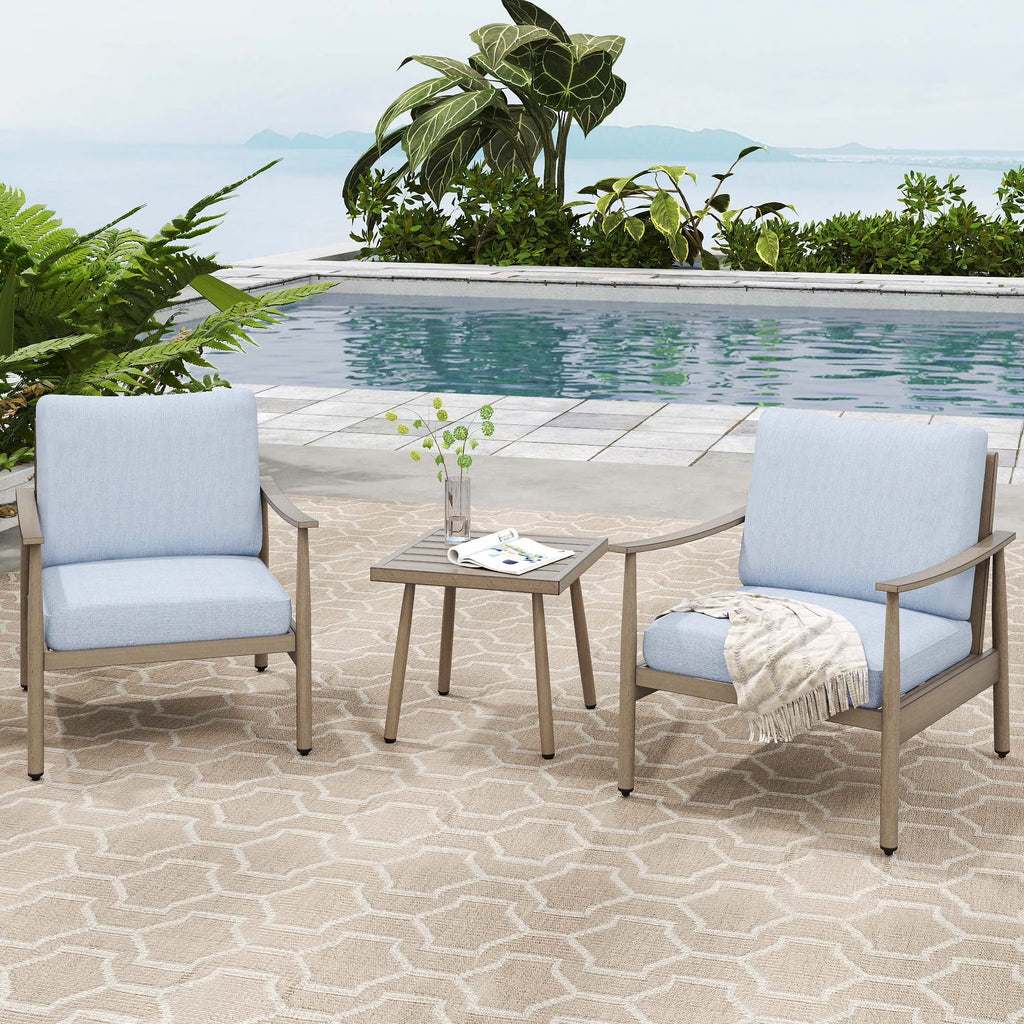 HAPPATIO Aluminum Outdoor Furniture Set - 5 Pieces Patio Furniture Set Includes 1 Side Table, 2 Swivel Chairs and 2 Ottomans with Thick Cushion, Patio Conversation Set for Backyard Poolside (Grey)