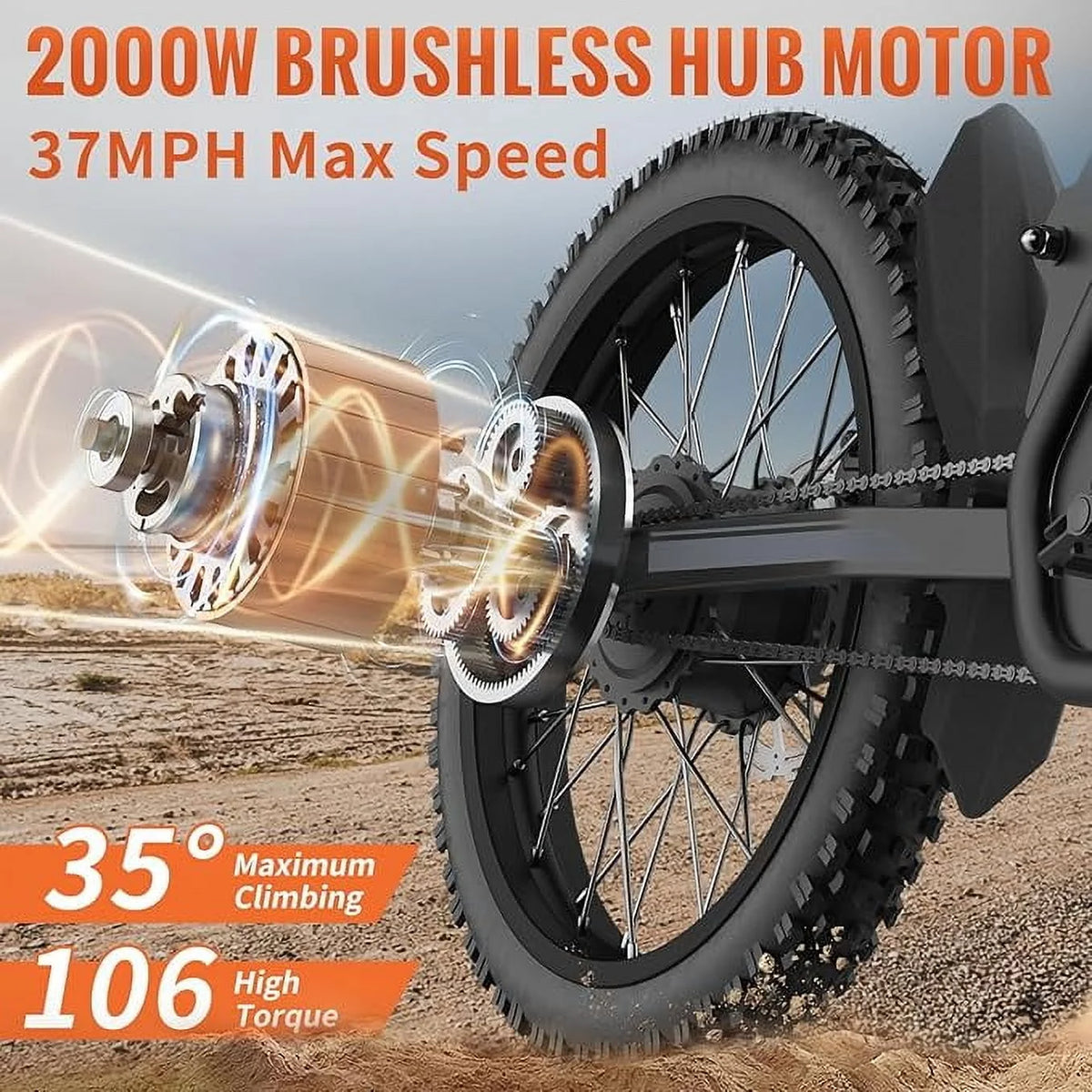 Ridingtimes GT73 Electric Motorbike  2400W 48V 18.2AH*2 Electric BIKE with 25" tires digital screen Carbon Steel,BLACK