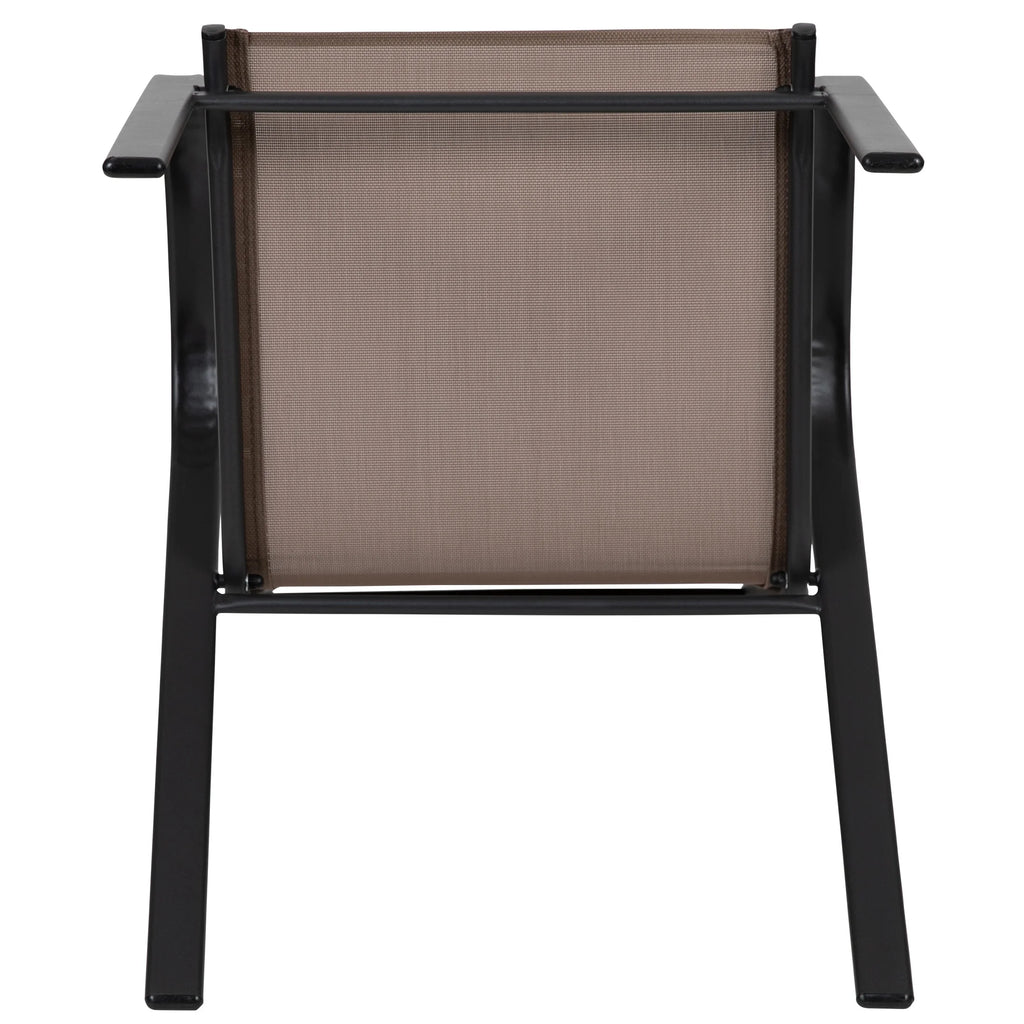 Flash Furniture 5 Pack Brazos Series Brown Outdoor Stack Chair with Flex Comfort Material and Metal Frame