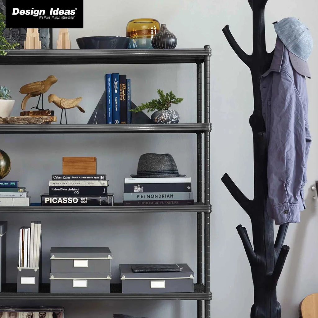 Design Ideas MeshWorks 5 Tier Steel Storage Shelving Unit Bookshelf, Green