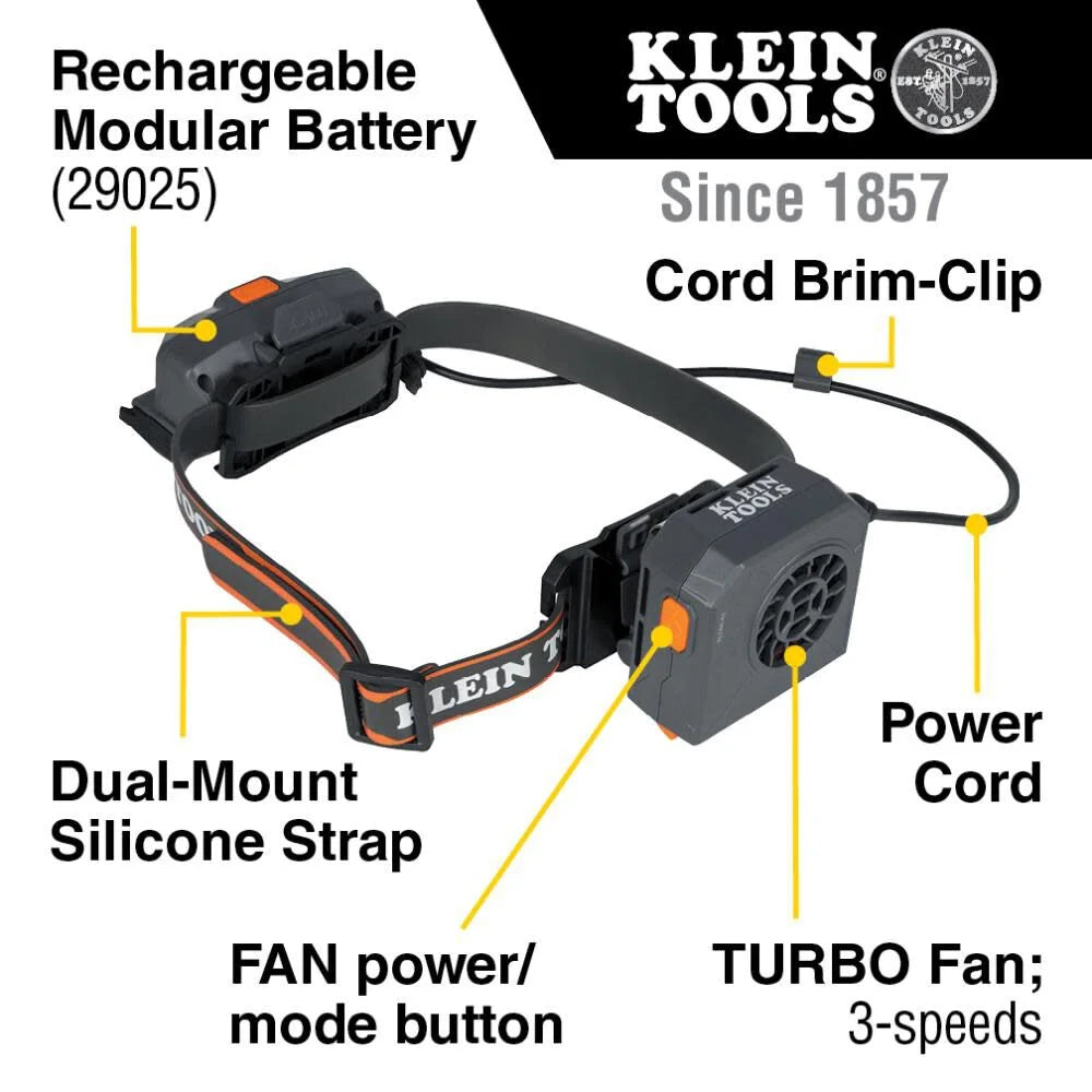 Klein Tools Karbn Hard Hat, Gray And Silver And Turbo Fan Set