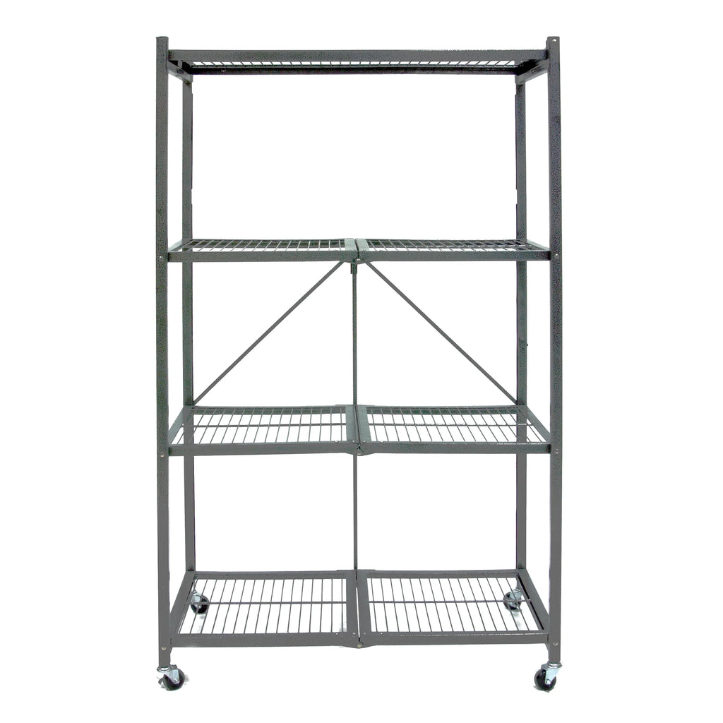 Origami 2-Pack R5 Series Heavy-Duty 4-Tier Foldable Steel Shelf, Pewter