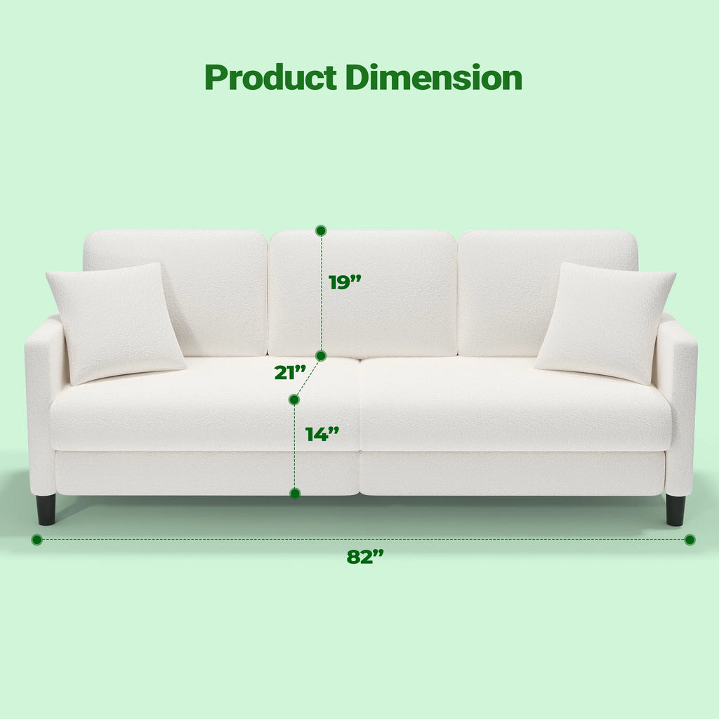 Domusensus Sofas for Living Room, 82" Loveseat Sofa, Couches for Living Room Included 2 Pillows, Teddy Fleece Love Seat Couches, Small Couch, Blue