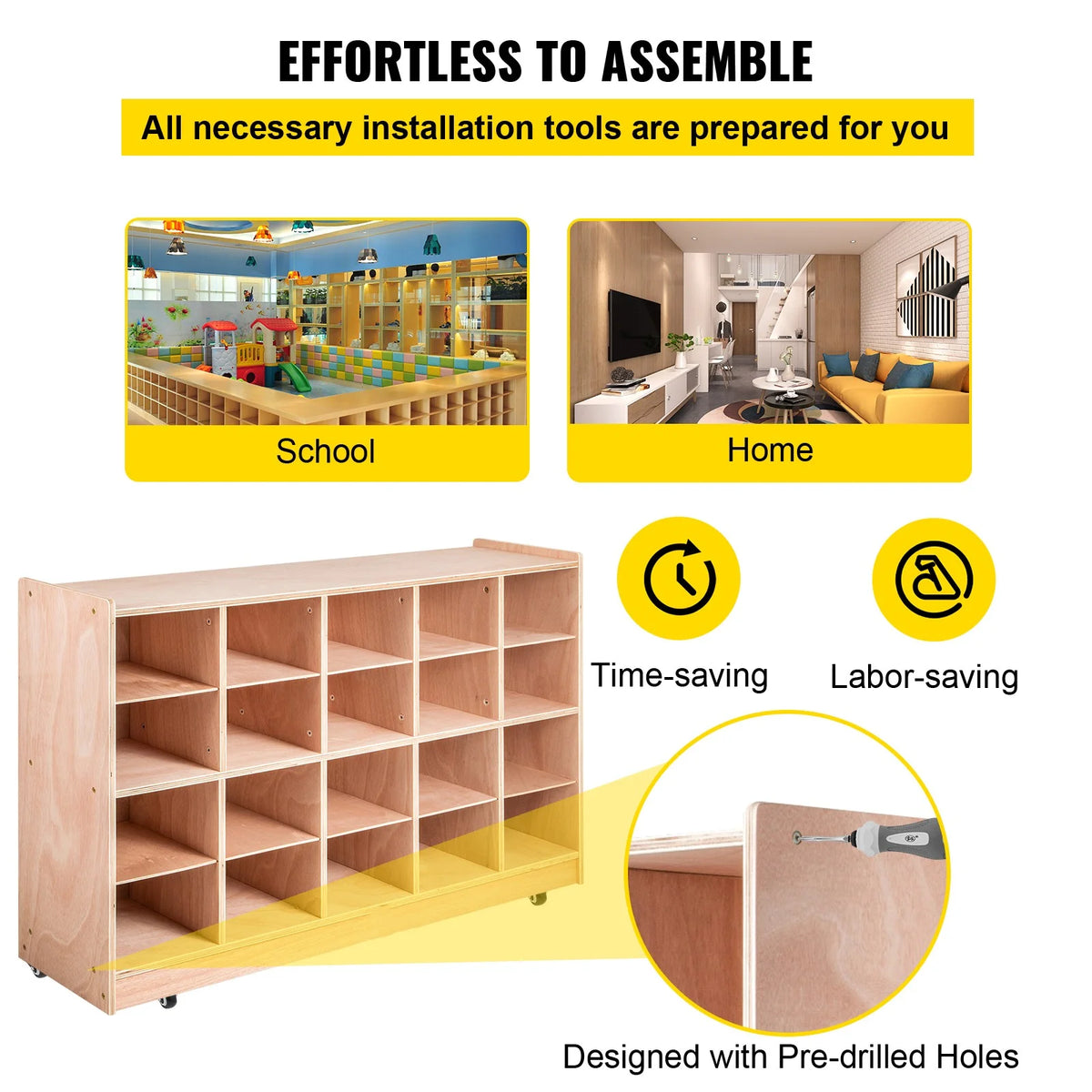 BENTISM Classroom Storage Cabinet Preschool Storage Shelves Wooden 8 Grids Toys Books