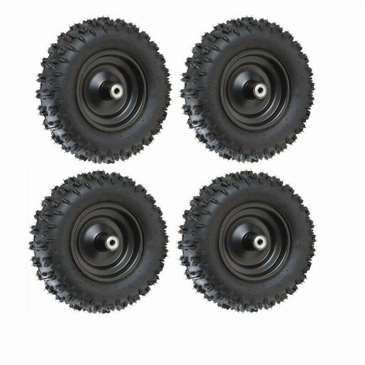 4pcs Front 4.10-6 Tires and Wheels Rims and 12mm Bearings 6" Go Kart Wheel 4.10x6 Tubeless Tire for ATV Quad Mini Bike Scooter Lawn Tractor Mower 4 Wheelers Drift Trike Snow Blower Wheelbarrow