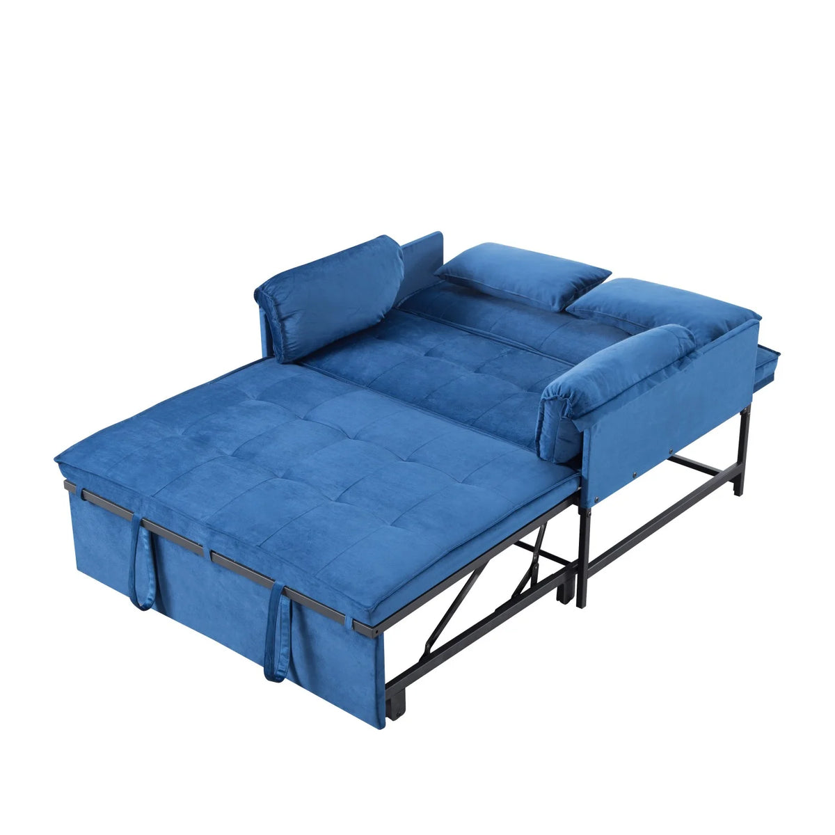 Gewnee 46" Velvet Sleeper Sofa Reclining Convertible Futon Couch Bed for Living Room, Guest & Small Spaces(Black)
