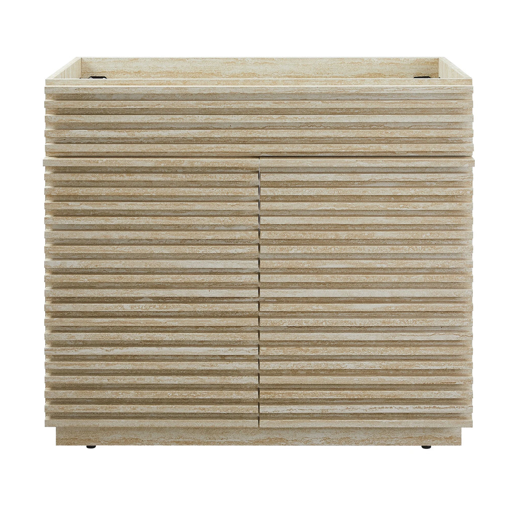 Modway Render 36" Faux Travertine Bathroom Vanity Cabinet (Sink Not Included) in Travertine
