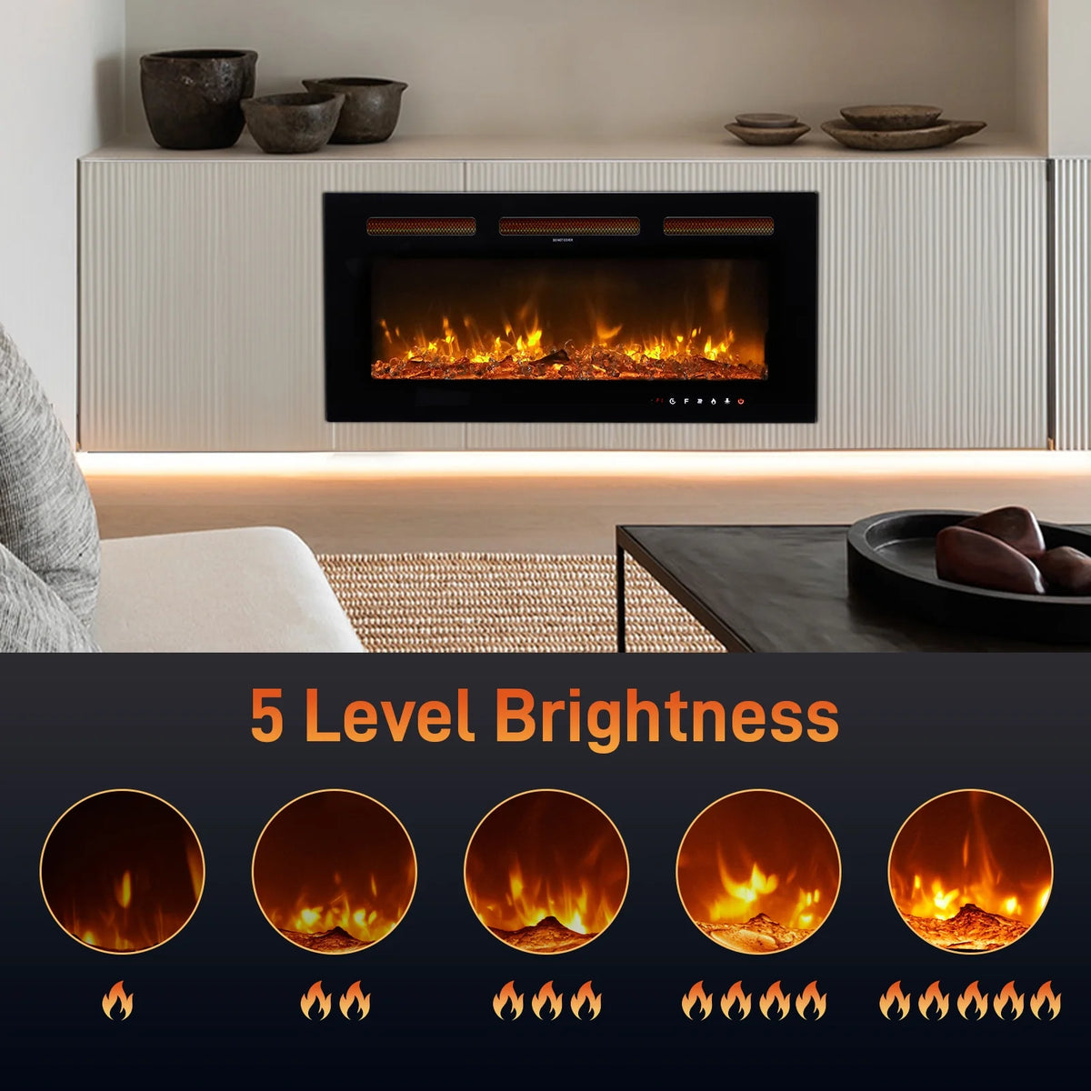 Ktaxon 30" Electric Fireplace, Freestanding/Inserts/Wall Mounted Fireplace Heater with Remote Control, 12 Adjustable Flame Colors, Log & Crystal, 8H Timer for Living Room, Bedroom