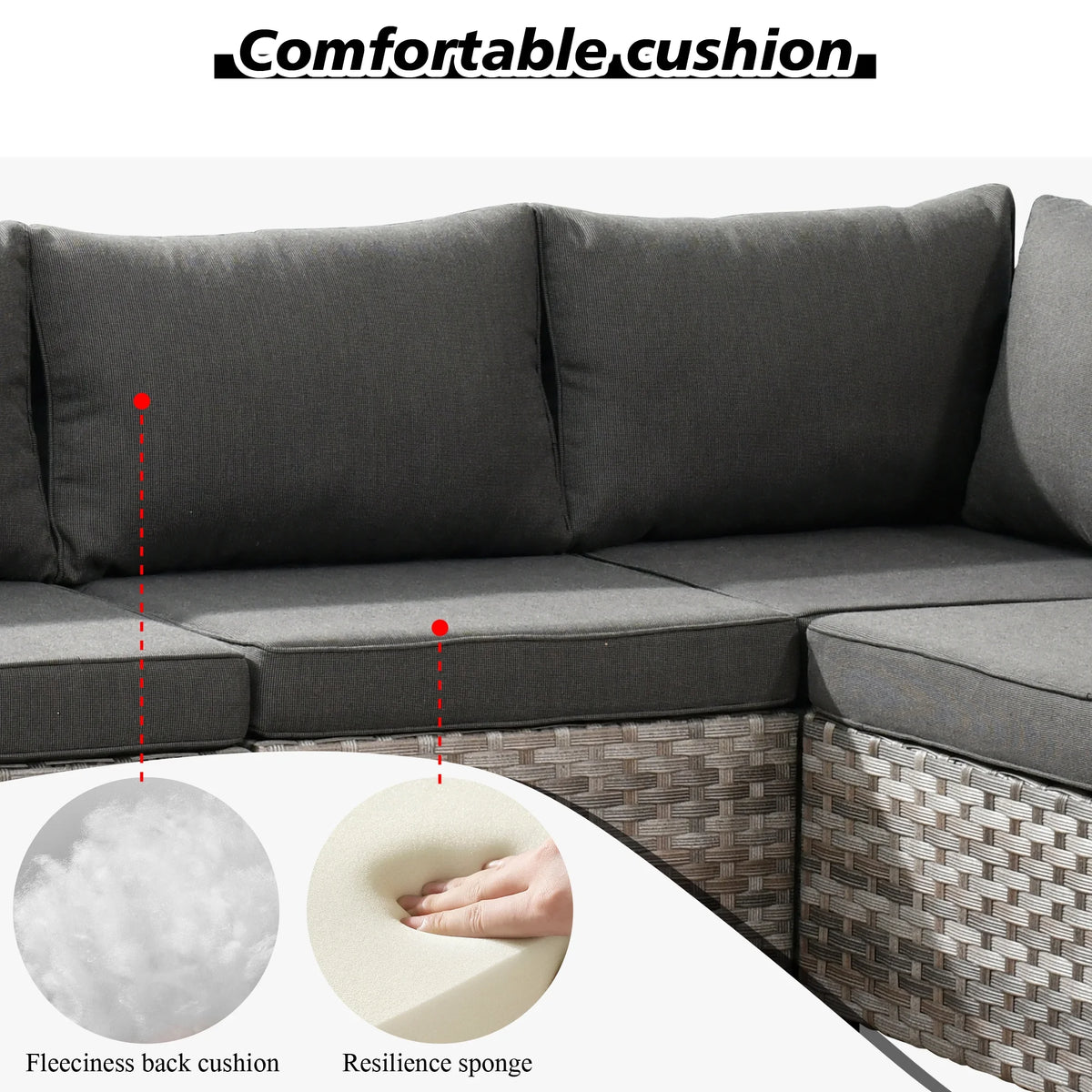 Ovios 12 Pieces Outdoor Furniture All Weather Wicker Patio Conversation Sectional Sofa Set with Side Table for Garden Backyard