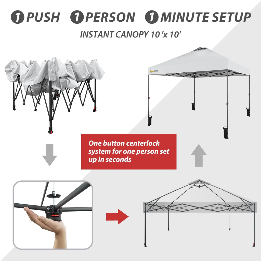 CROWN SHADES 8x8 Pop Up Canopy with One Push Setup Easy Outdoor Sun Shade for Events Parties Camping Forest Green