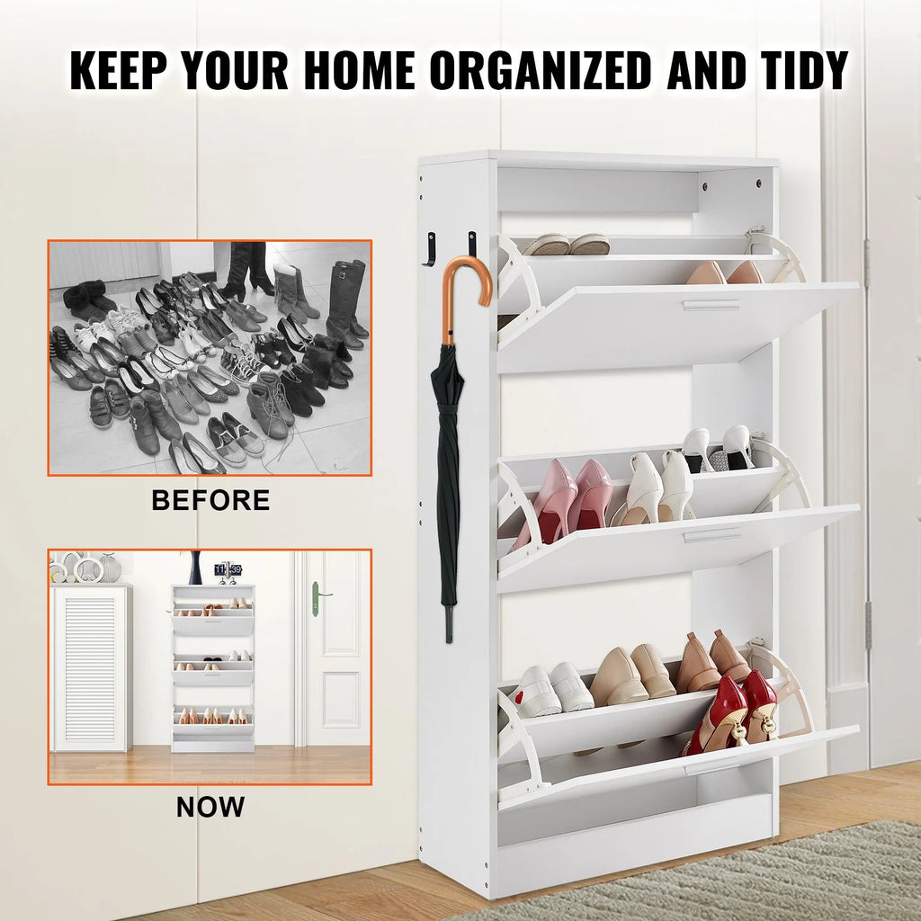 Hyxoo 3 Flip Drawer Shoe Cabinet �C Sleek Entryway Storage, Spacious Organizer for Shoes, Practical Home Furniture