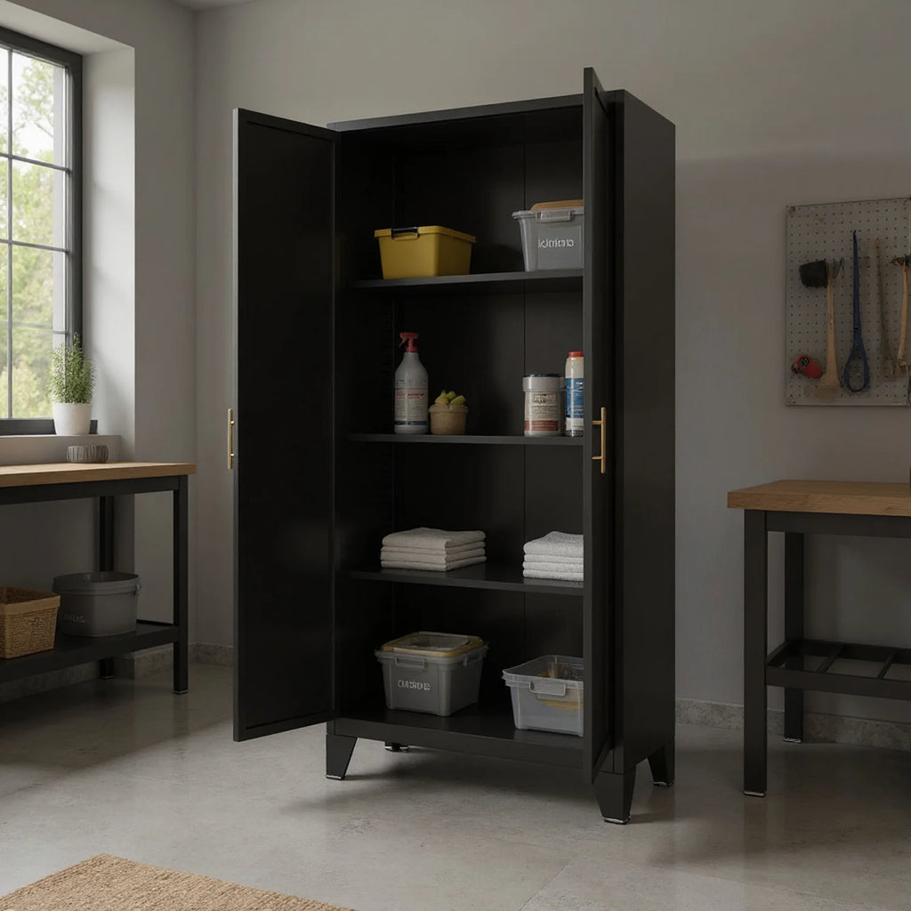 Homy Casa 70.8" White Tall Storage Cabinet with 4 Adjustable Shelves for Kitchen, Pantry Cupboard