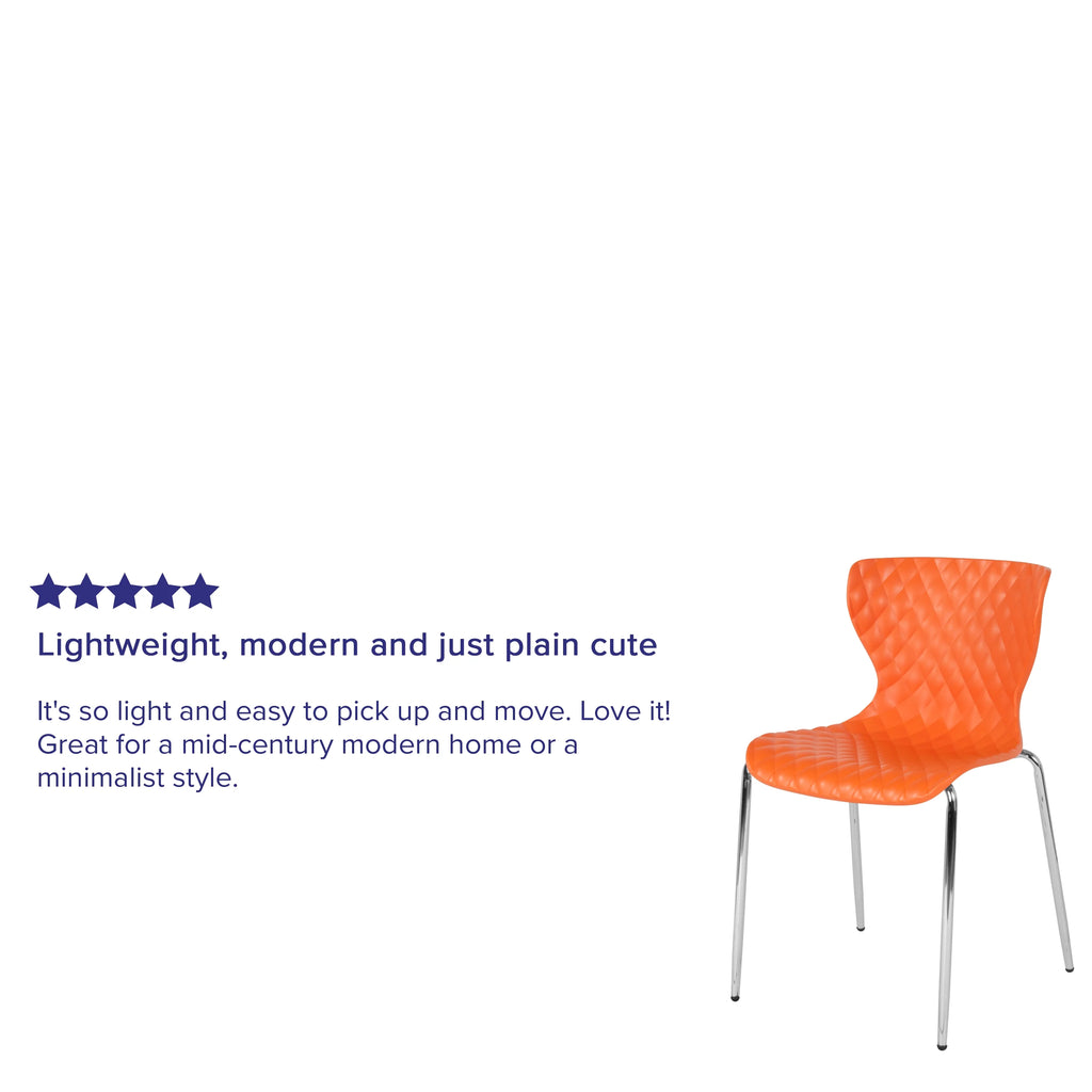 Flash Furniture 4 Pack Lowell Contemporary Design Orange Plastic Stack Chair