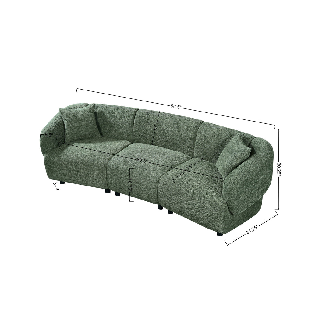 Christopher Knight Home 98.5" Curved Contemporary 3-Seat Sofa with Upholstered Plush Seating, Beige