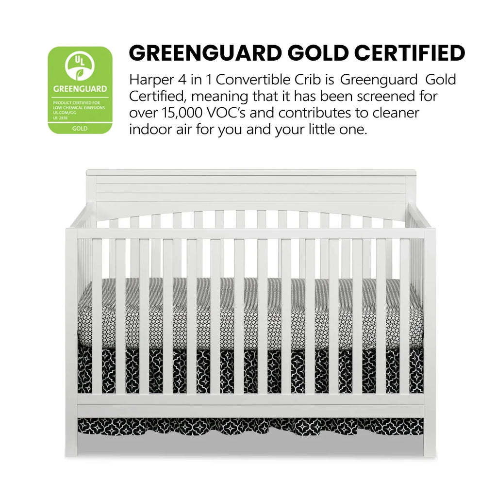 Oxford Baby Harper 4-in-1 Convertible Crib, Dove Gray, GREENGUARD Gold Certified, Wooden Crib