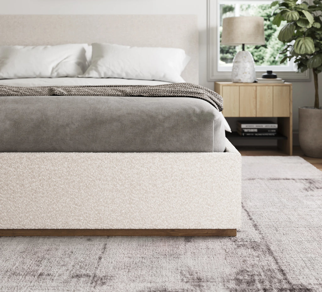 Modern King Bed Frame with Headboard - Upholstered King Size - Monaco Bed - Free Assembly, Sturdy Wood Platform Bedframe, Strong Wooden Slats, Strong Weight Capacity, Non-Slip and Noise-Free