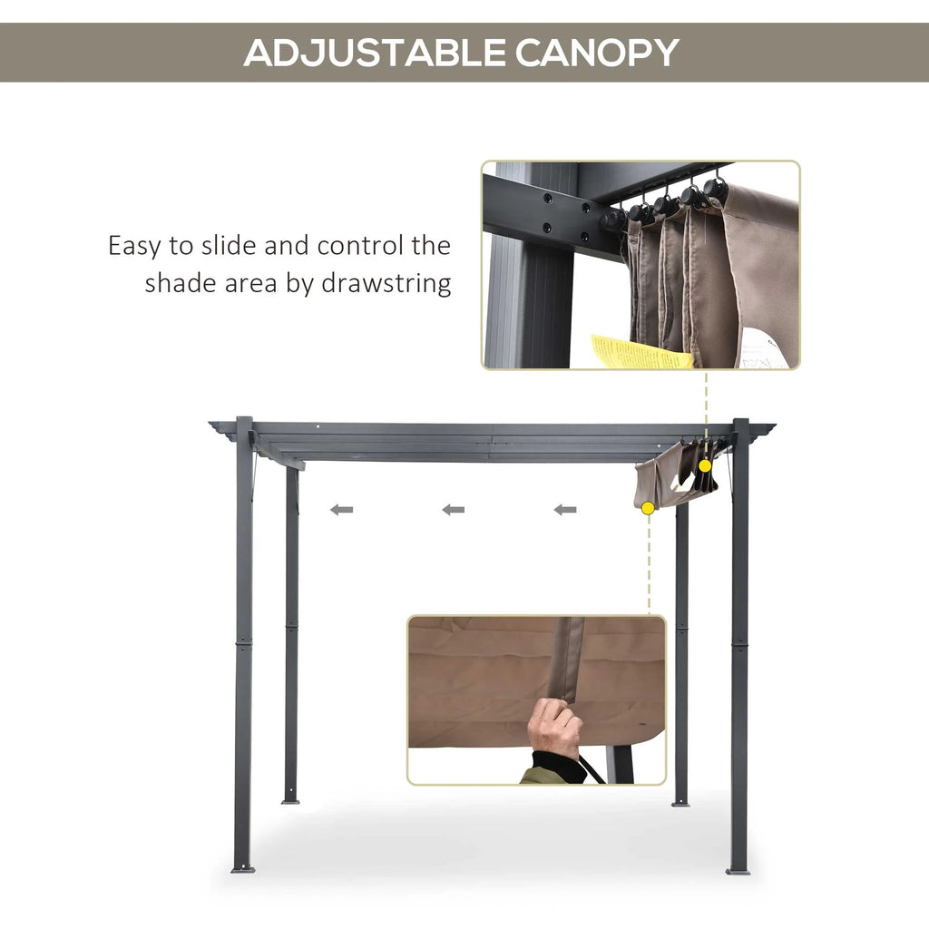 Outsunny 10' x 10' Pergola with Retractable Shade Canopy, Aluminum, Gray
