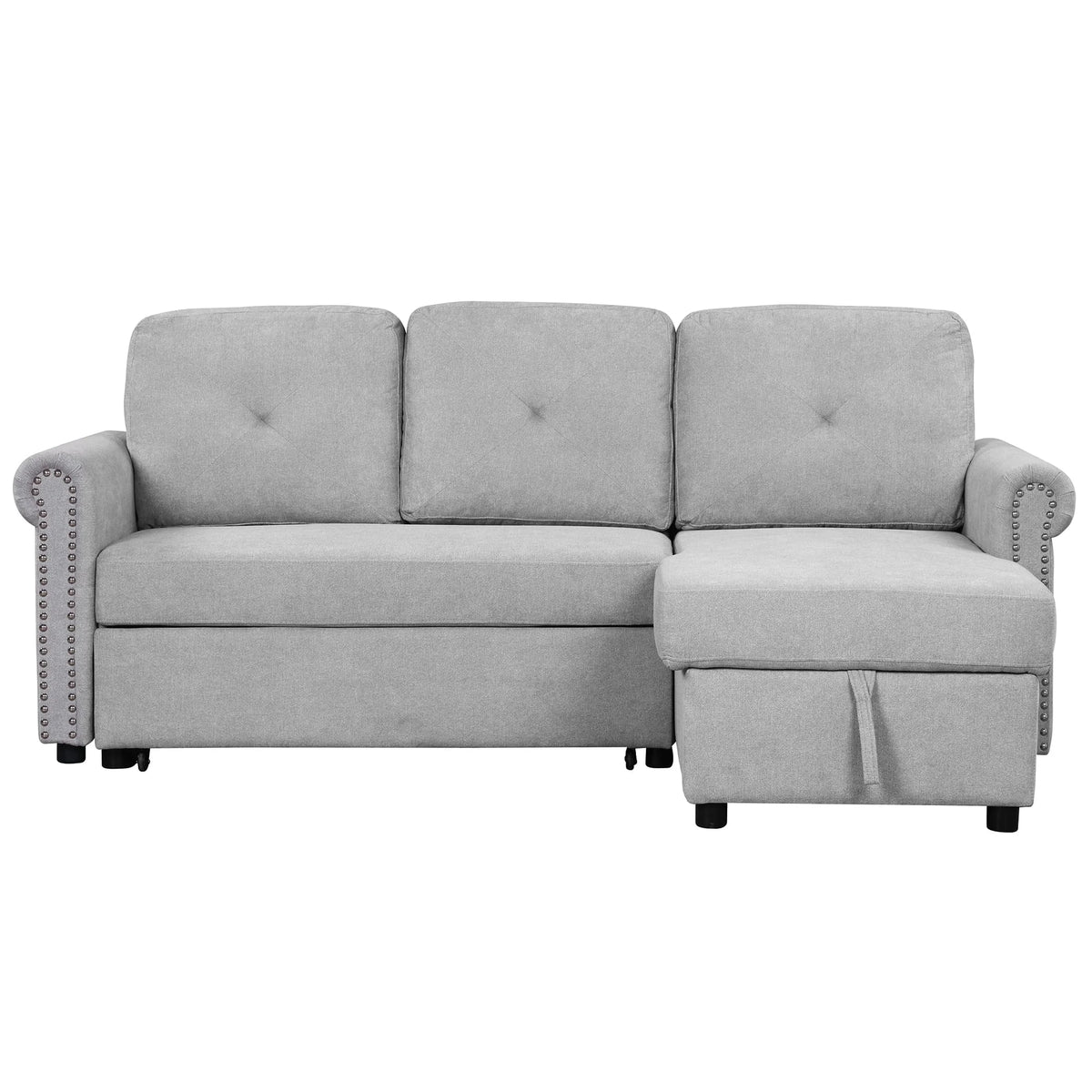 Euroco 83" L Shaped Sofa Bed Modern Convertible Sleeper Sofa Bed with Storage Chaise, Gray