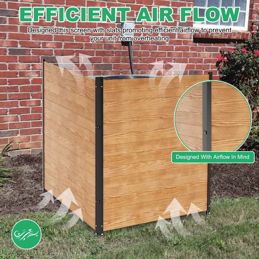 "NAIZEA Air Conditioner Fence, Pool Equipment Enclosure, Trash Can Enclosure, Metal Stake Wood Fence Panel 38"" W x 60"" H"