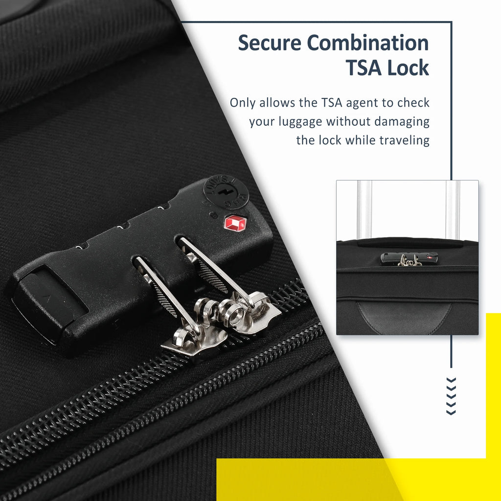 EUROCO  Suitcase Set with TSA Lock and Spinner Wheels,Lightweight Suitcase for Men Women(20",24",28"),Black