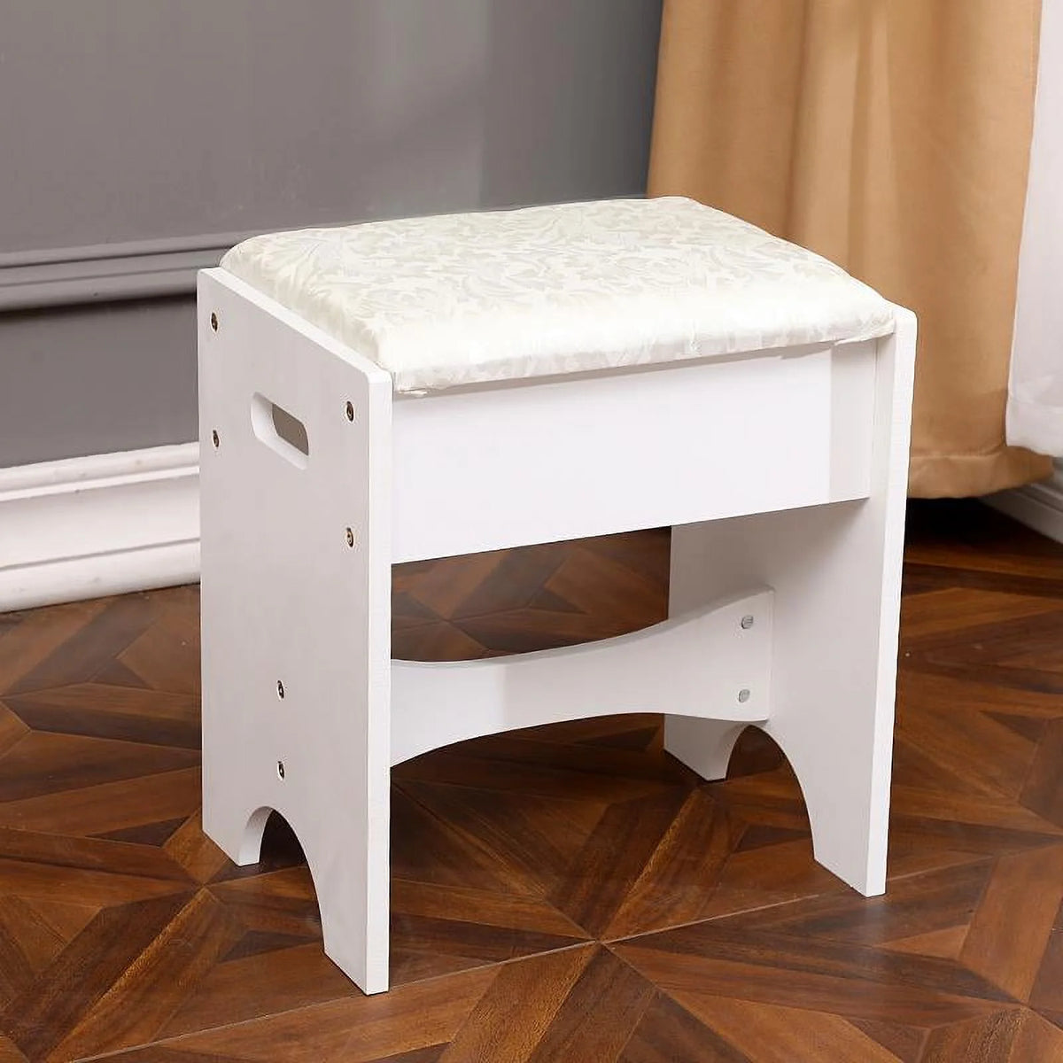Ktaxon Vanity Set,Flip-top Mirror Dressing Table Makeup Vanity Table Writing Desk with 2 Drawers and Stool, White