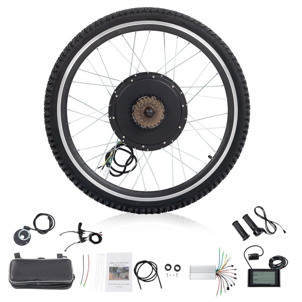 Ktaxon 48V 1000W Electric Bicycle Motor Kit, 26" Front Wheel E-Bike Conversion Kit w/ LCD Display (without Battery)