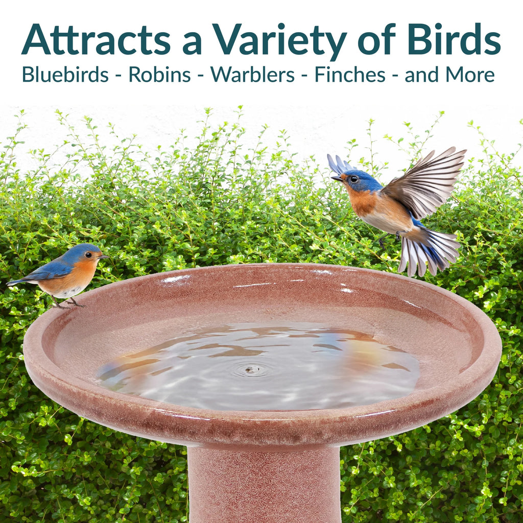 Sunnydaze Freestanding Ceramic Outdoor Bird Bath, Glazed, UV-Resistant Galaxy Blue Finish