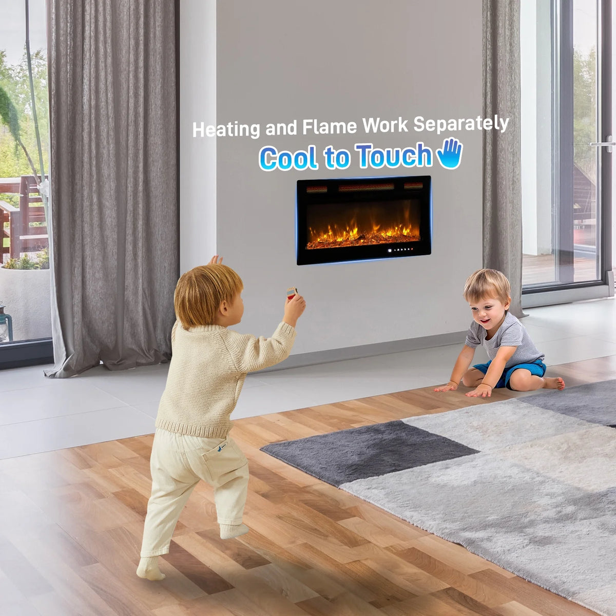 Ktaxon 30" Electric Fireplace, Freestanding/Inserts/Wall Mounted Fireplace Heater with Remote Control, 12 Adjustable Flame Colors, Log & Crystal, 8H Timer for Living Room, Bedroom