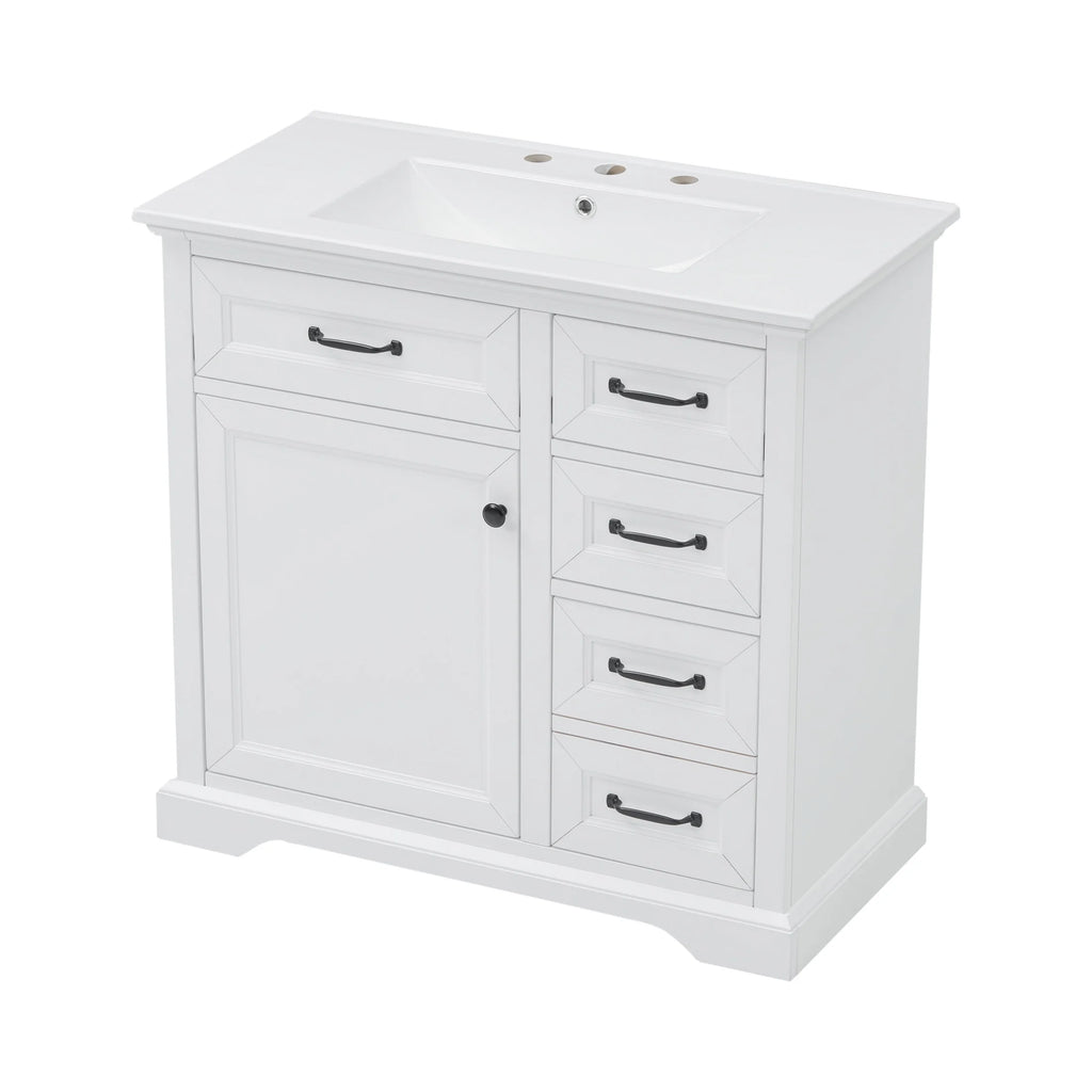 Christopher Knight Home 36" Bathroom Vanity with Sink, Tip-out Drawers, Soft-Close Doors, Grey