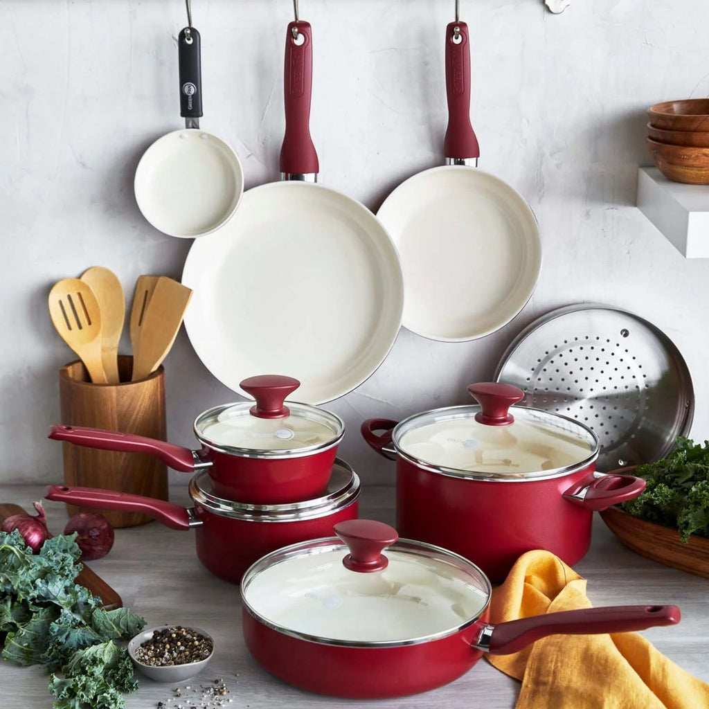 GreenPan Rio Ceramic Nonstick 16-Piece Cookware Set - Black
