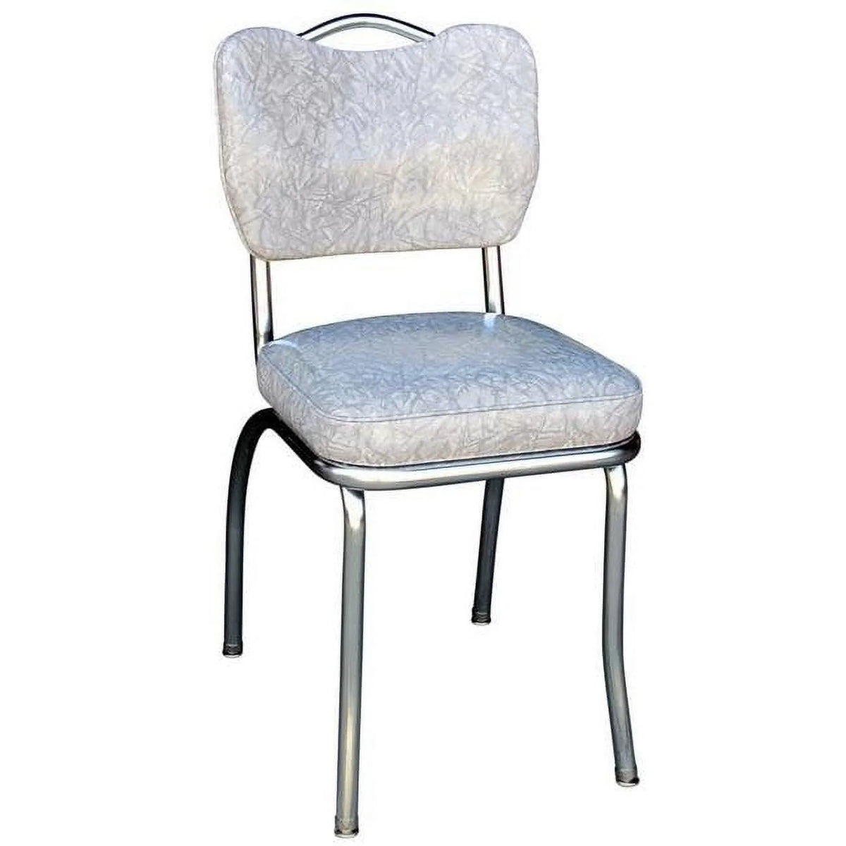 Richardson Seating Corp 4261CIG 4261 Handle Back Diner Chair -Cracked Ice Grey- with 2 in. Box Seat - Chrome