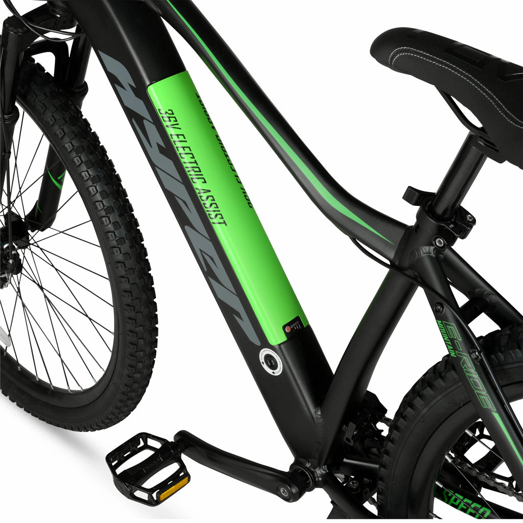 29" Hyper Bicycles 36V Class 2 Electric Mountain Bike for Adults, 350W E-Bike Motor, Black
