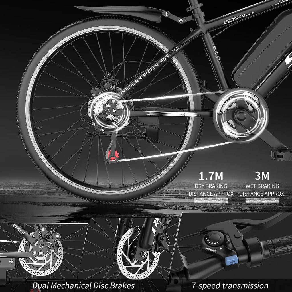 G26Electric Bike for Adults, 26" Electric Mountain Bike with 500W Peak Brushless Motor, Max 45Miles 25MPH Electric Bicycles,Removable Battery.