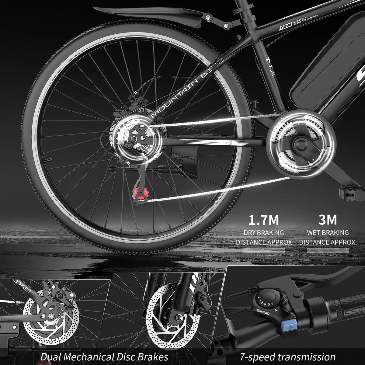 G26Electric Bike for Adults, 26" Electric Mountain Bike with 500W Peak Brushless Motor, Max 45Miles 25MPH Electric Bicycles,Removable Battery.