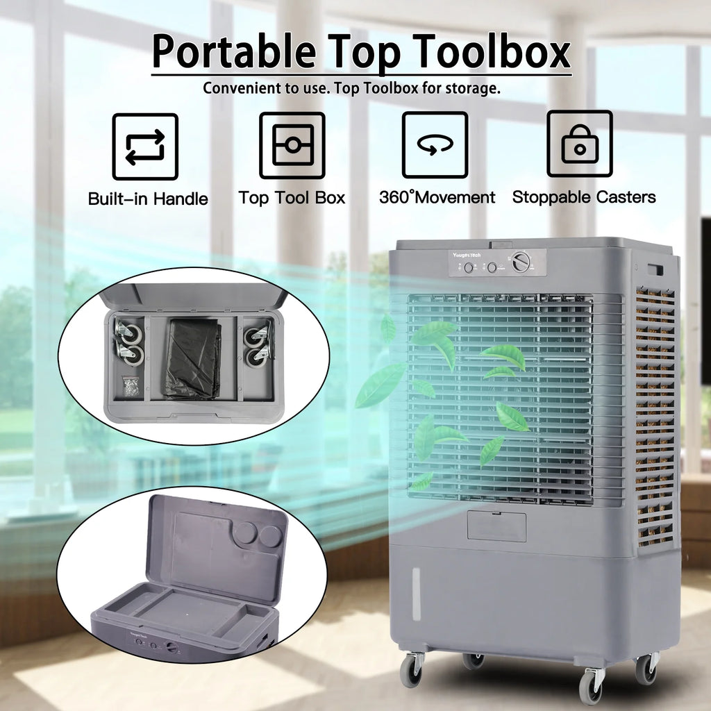 YougetTech 37'' Portable 3000CFM Evaporative Air Cooler