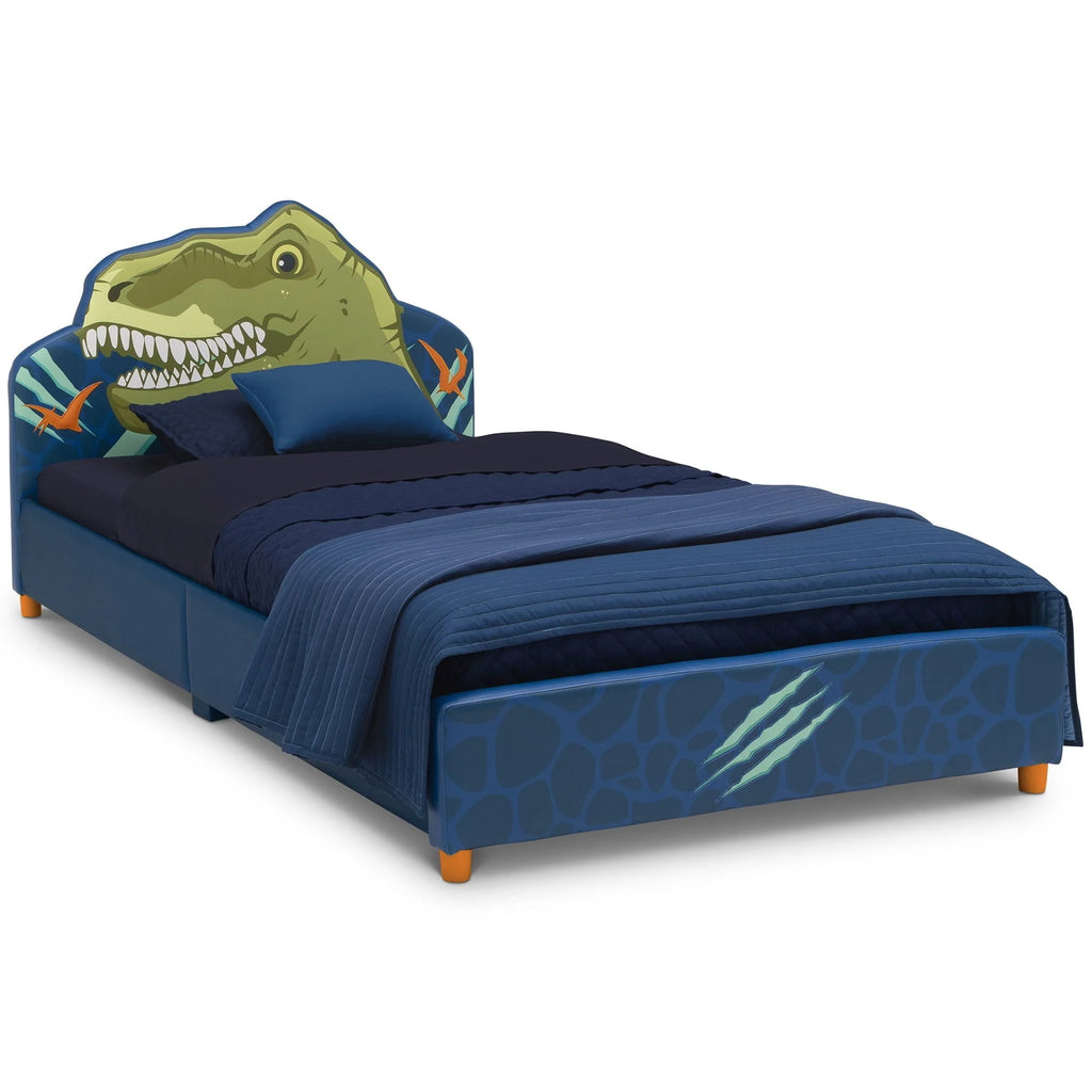 Delta Children Dinosaur Upholstered Twin Bed, Blue