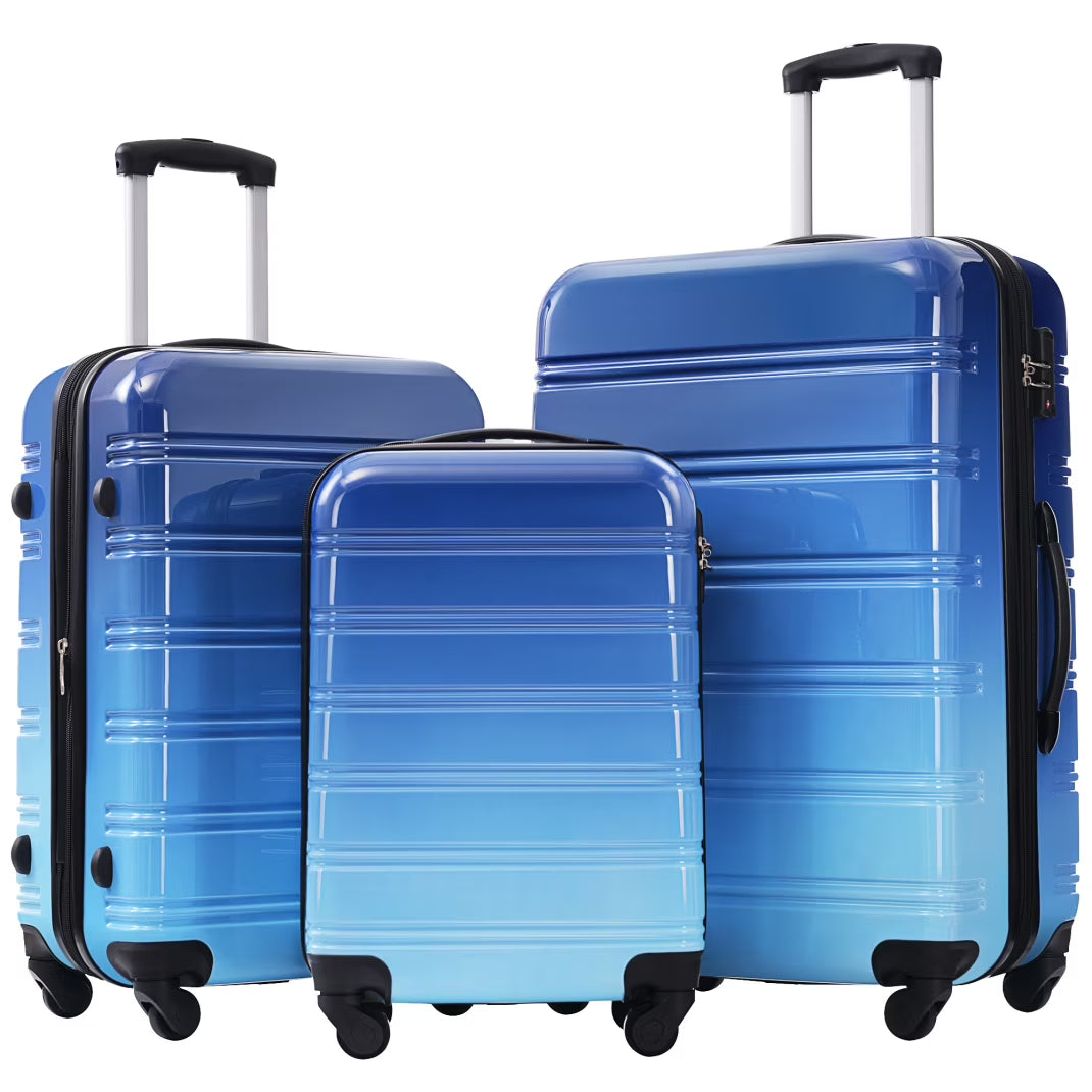 3 Piece ABS Luggage Set, Luggage with Spinner Wheel & TSA  20/24/28 inch, Purple
