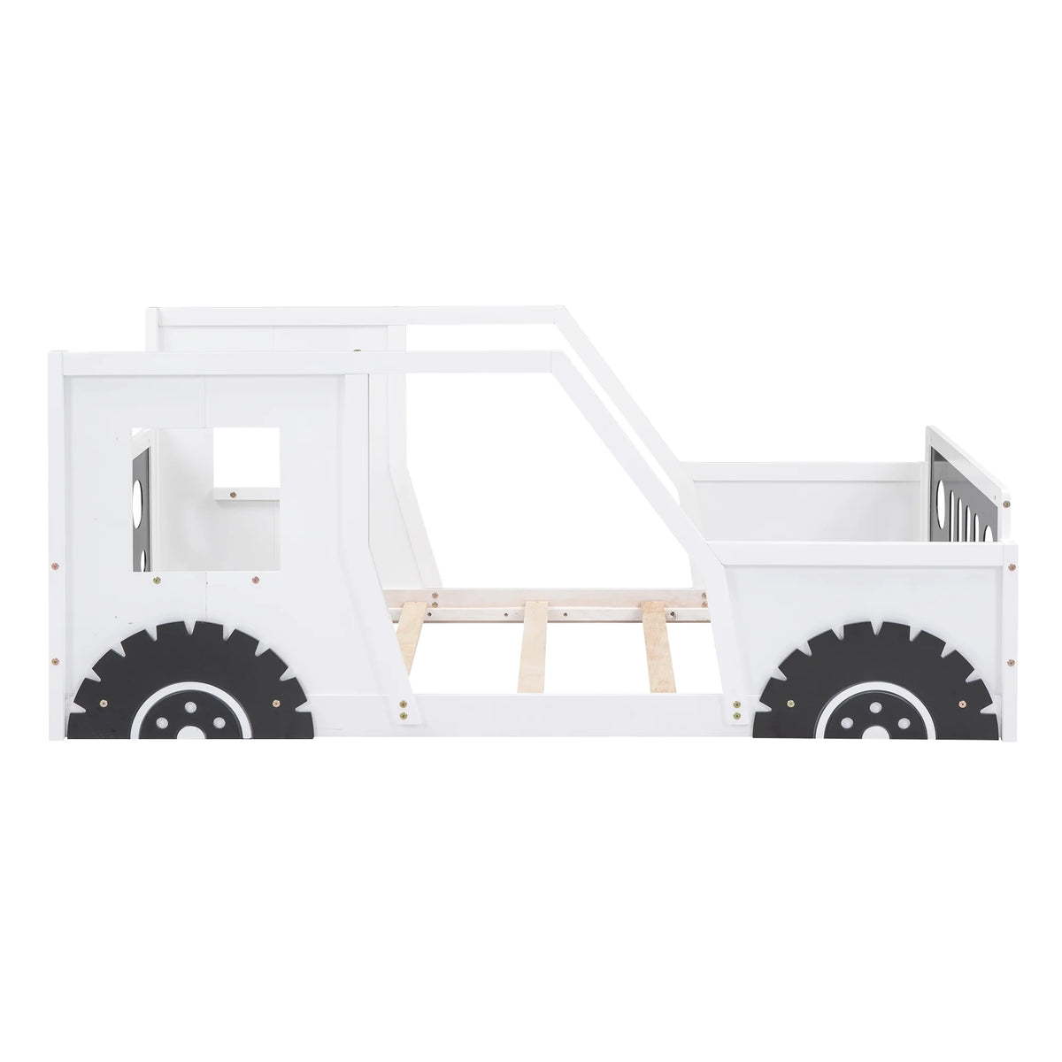 Euroco Car-Shaped Full Size Wood Platform Bed for Kids�� Bedroom, Solid Car Bed for Kids Gift, Low Profile, Blue