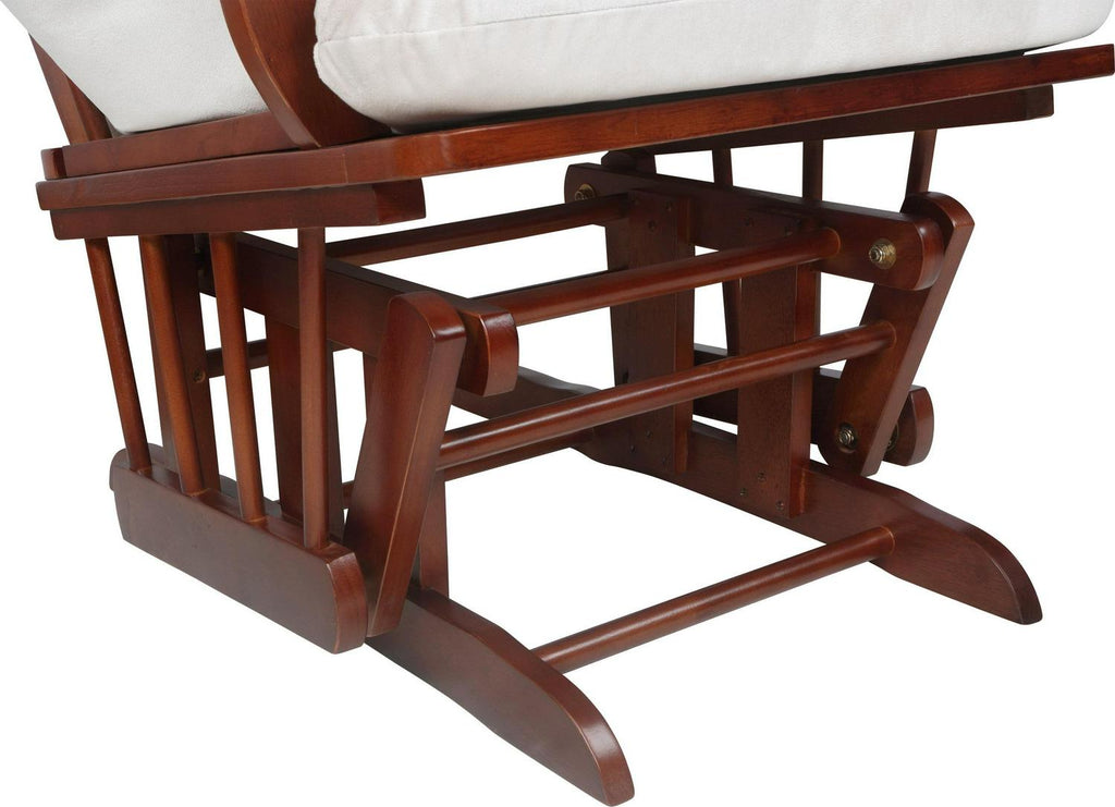 AFG Alice Glider and Ottoman with Pillow. Espresso Finish with Beige Cushions