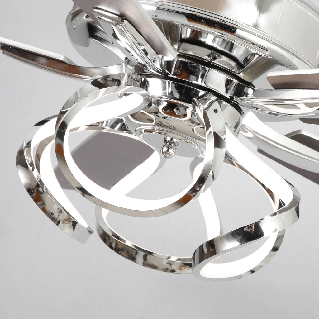 Parrot Uncle 52-Inch Contemporary Chrome Ceiling Fan with Integrated LED Lights and Remote Control