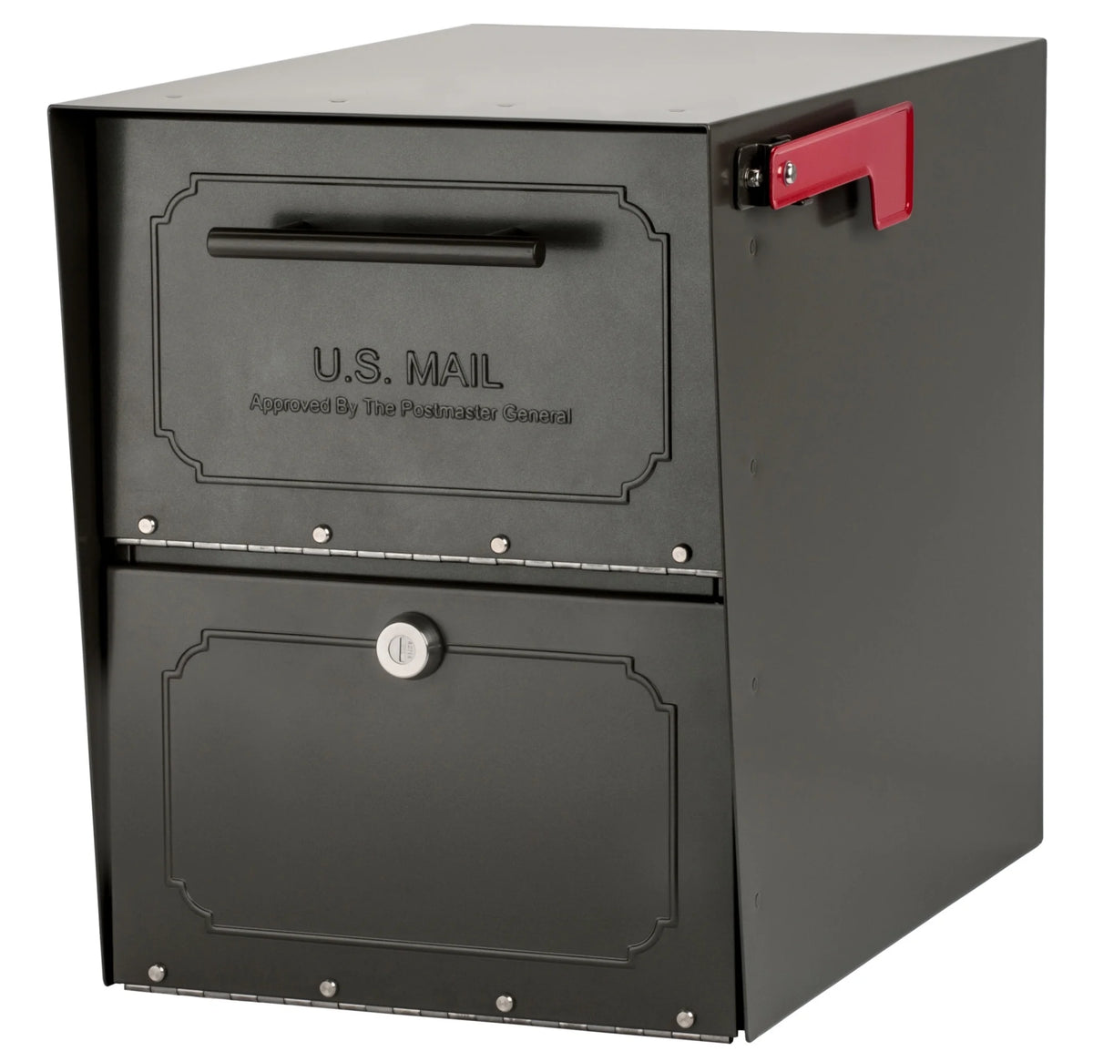 Architectural Mailboxes Oasis Classic Black Post Mount Mailbox, Galvanized Steel, Locking