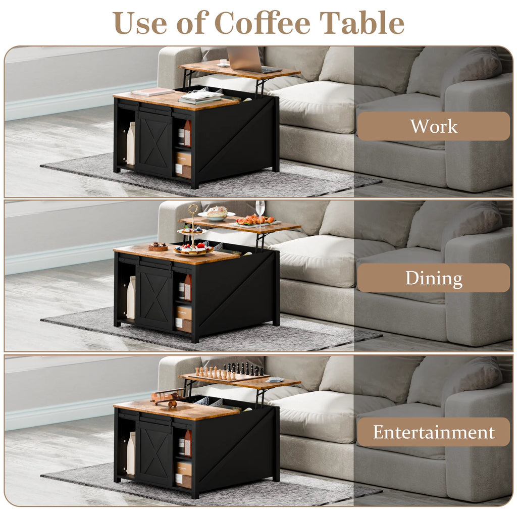 Waleaf Wooden Coffee Table, Lift Top Coffee Table with Large Hidden Storage Shelf for Living Room