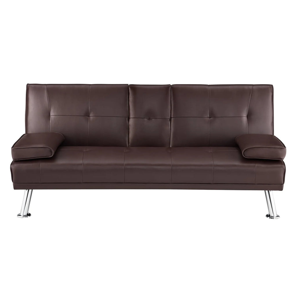 Futon Sofa with Armrest and Cupholders by Naomi Home-Color:Espresso