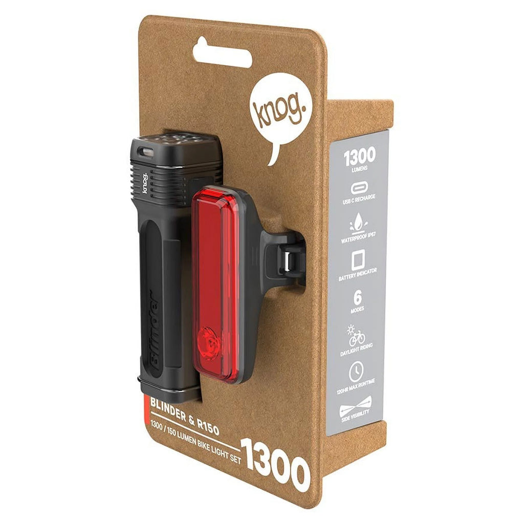 Knog Blinder 1300/ R150 Light, Front and Rear, Black, Set