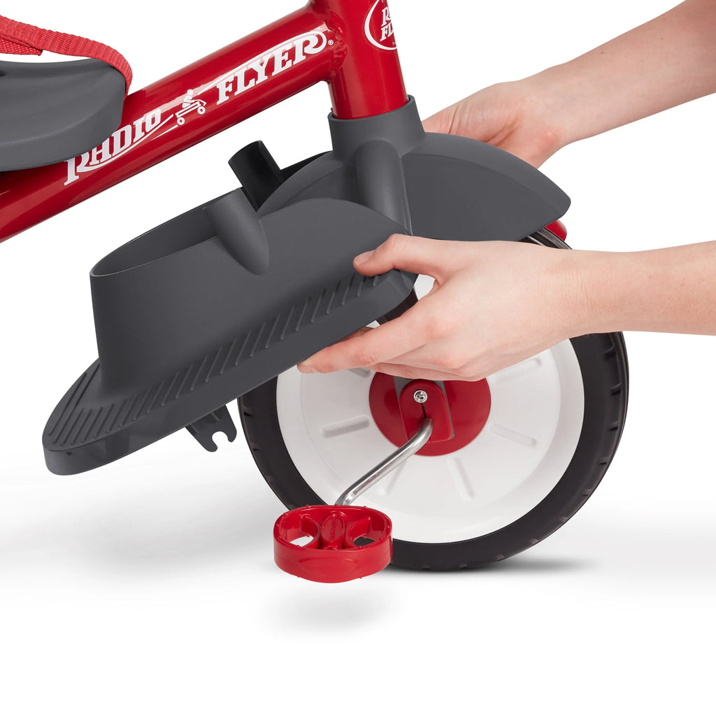 Radio Flyer, 4-in-1 Stroll 'N Trike with Activity Tray, Red & Gray, Convertible Tricycle