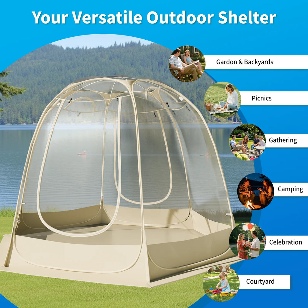 TABU Pop Up Bubble Tent, Sports Tent for 6-7 People, Portable Weatherproof Clear Tent, 10 x 10 ft