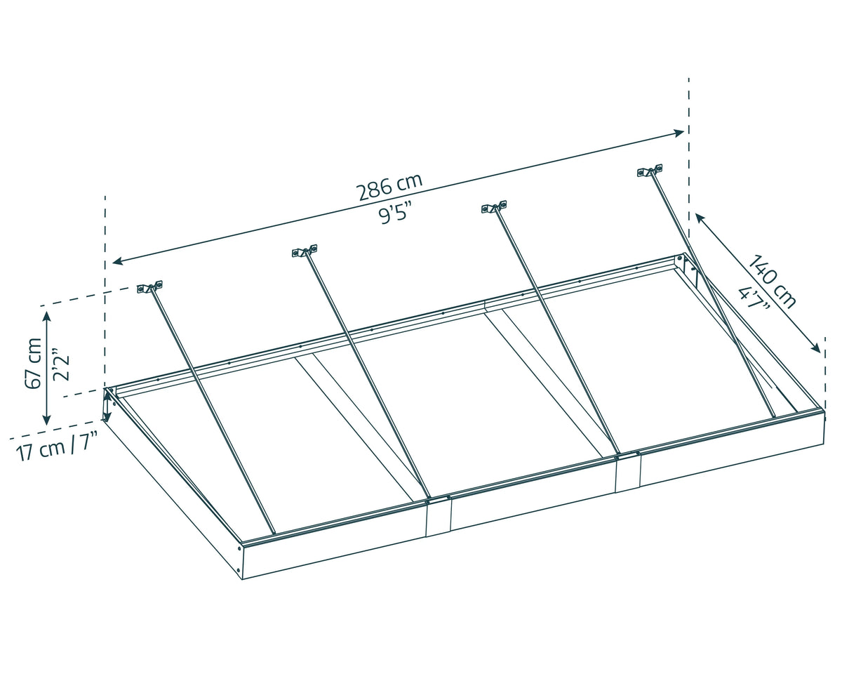 Palram - Canopia Sophia XL 2000 6' x 5' Acrylic Awning - Gray/Mist