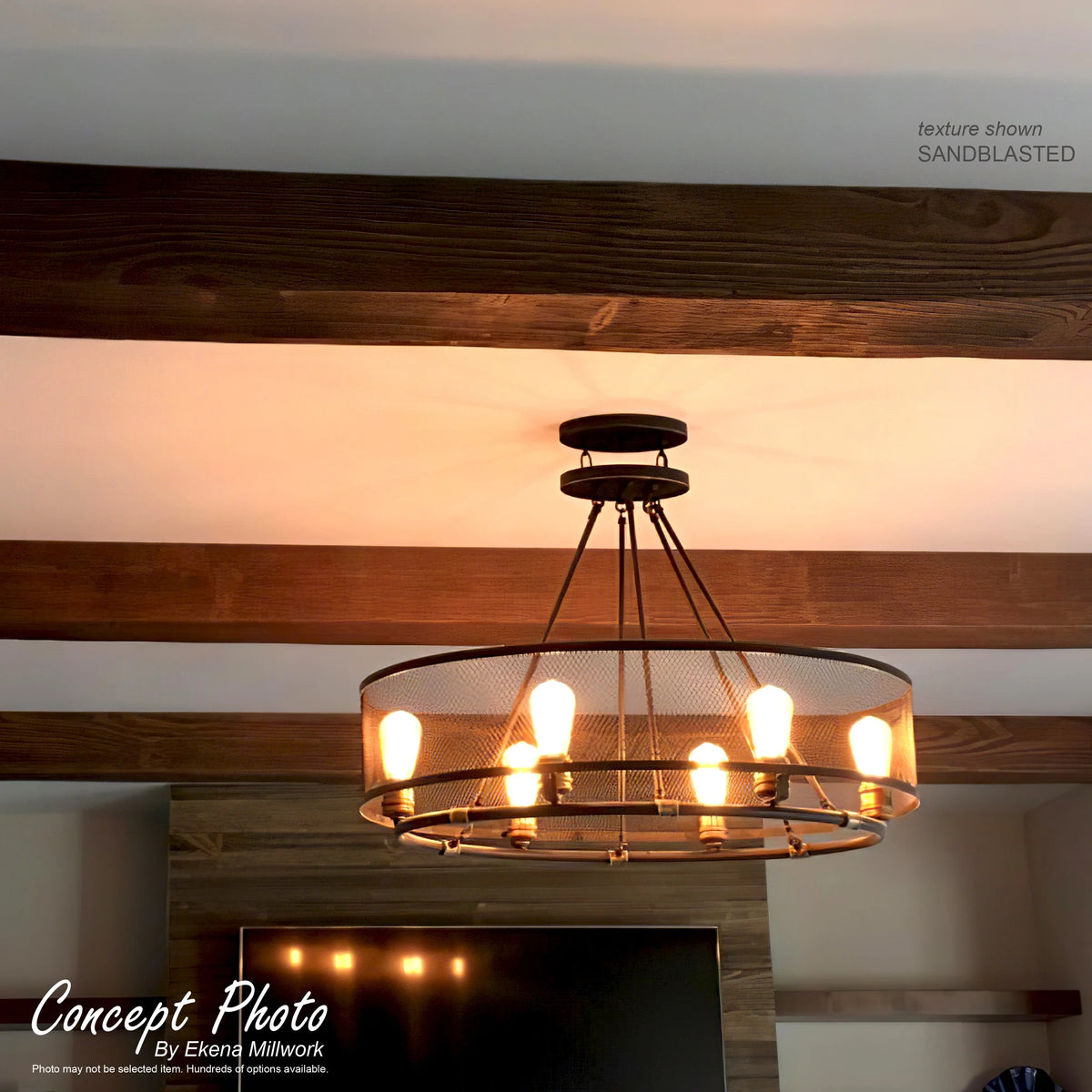 12"W x 8"H x 18'L 3-Sided (U-beam) Hand Hewn Endurathane Faux Wood Ceiling Beam, Factory Prepped